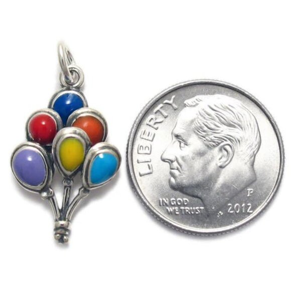 BALLOONS CHARM WITH ENAMEL COLORED BALLOONS. STERLING SILVER - Picture 2 of 2